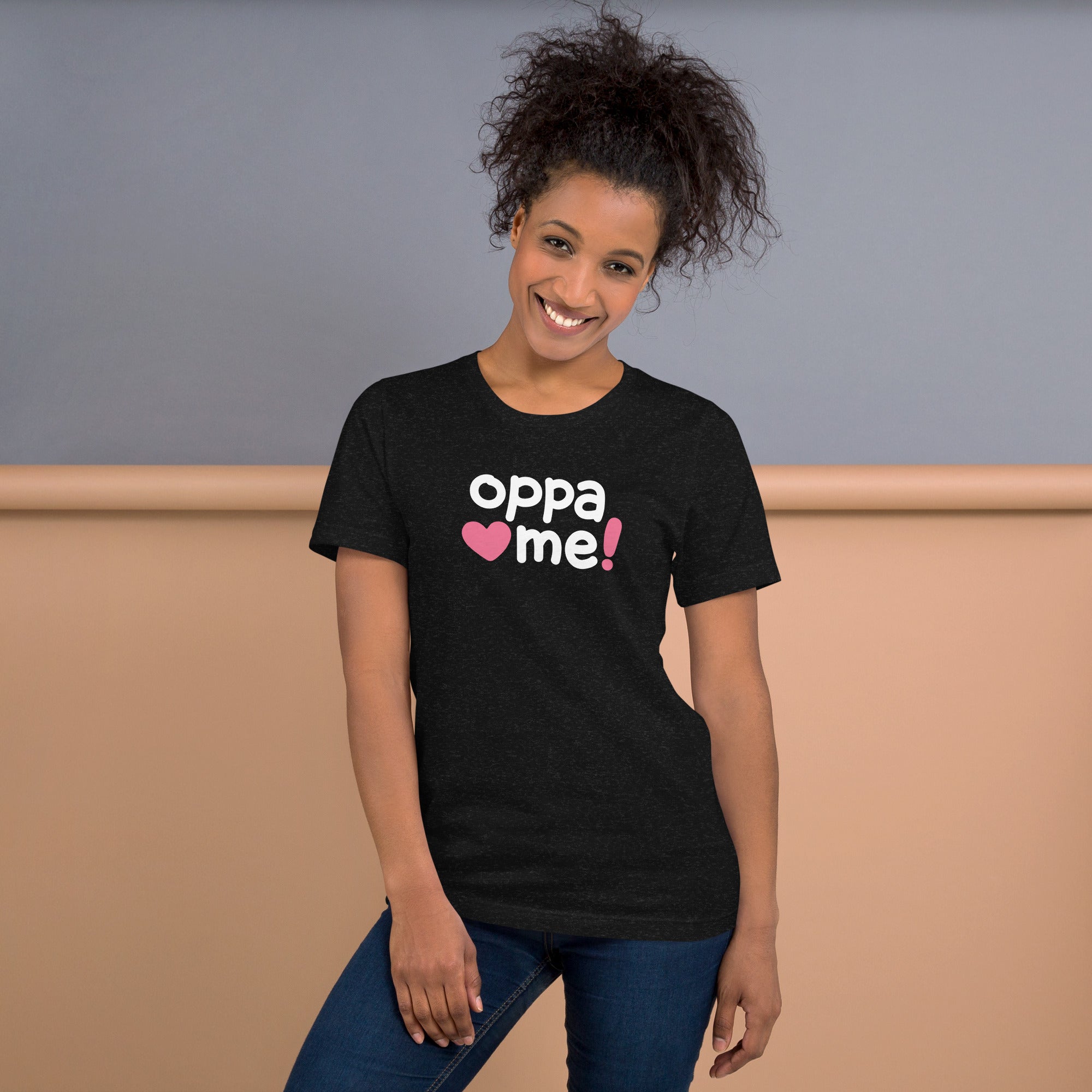 Oppa Love Me! K-Pop Style Daily T-Shirt - Black Heather