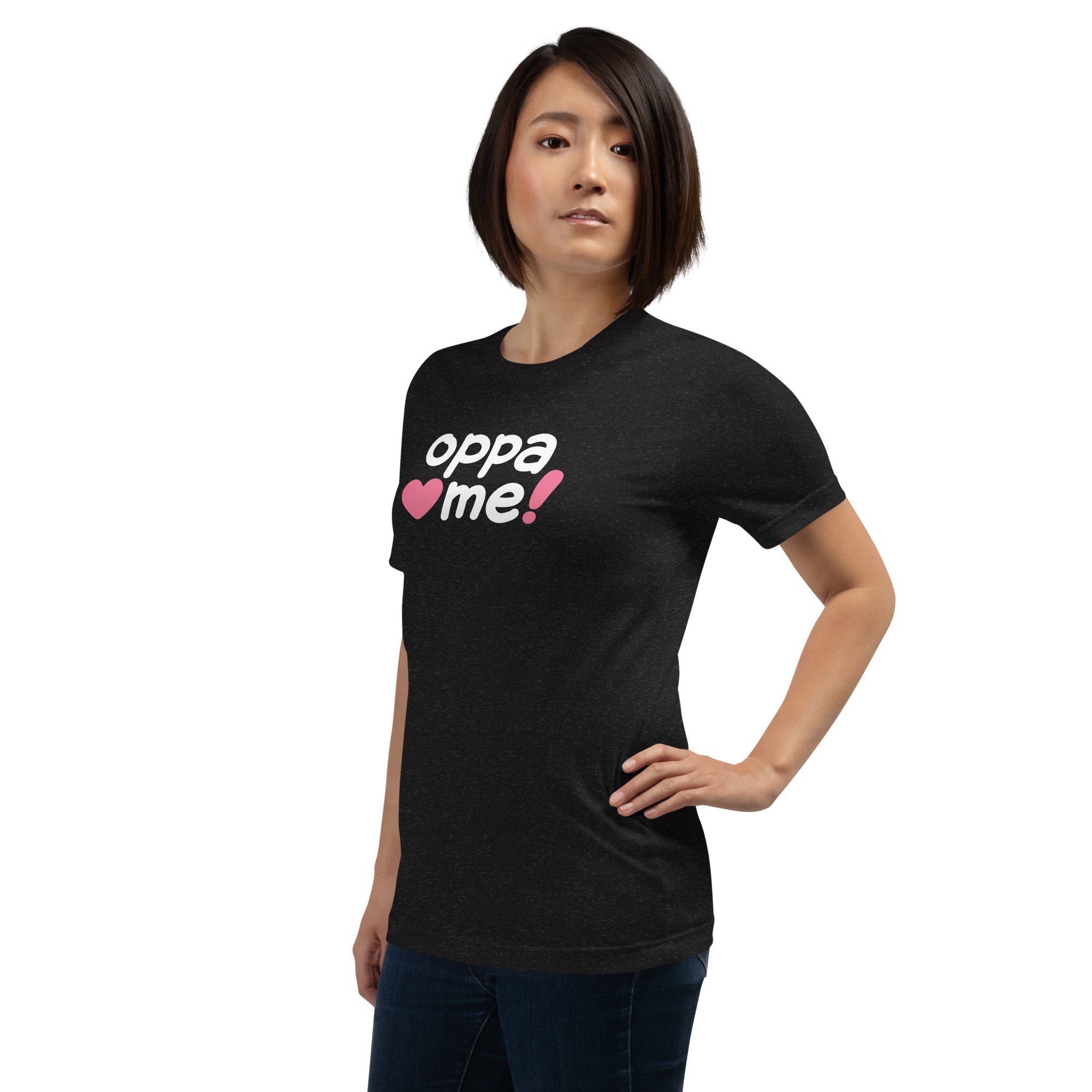 Oppa Love Me! K-Pop Style Daily T-Shirt - Black Heather